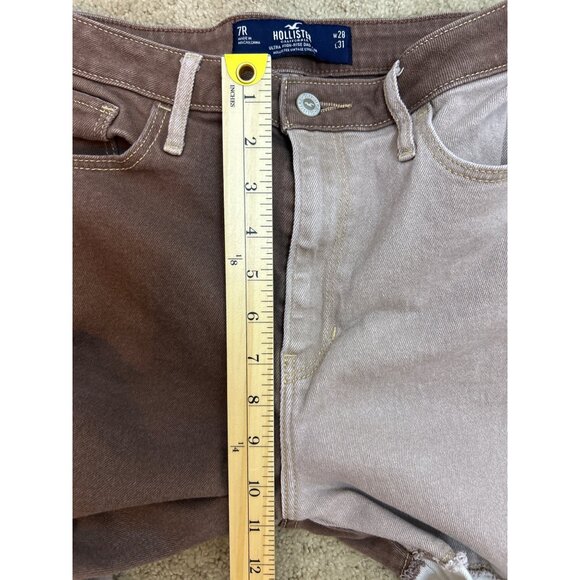 Hollister Women’s 27 Ultra High-Rise Dad Jeans Brown Beige Raw Edge - Picture 15 of 16